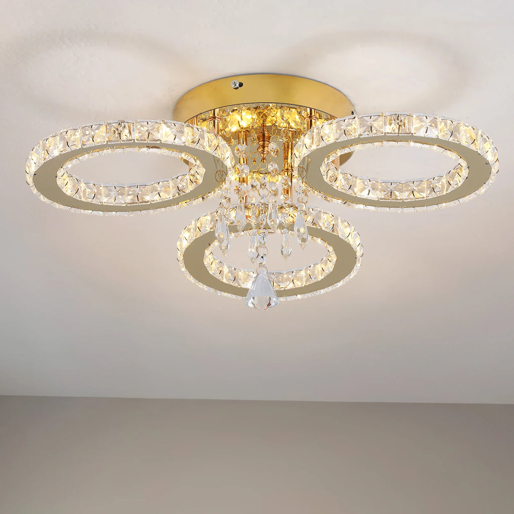 Luxury LED Crystal Ceiling Chandelier, 5-Ring or 3-Ring