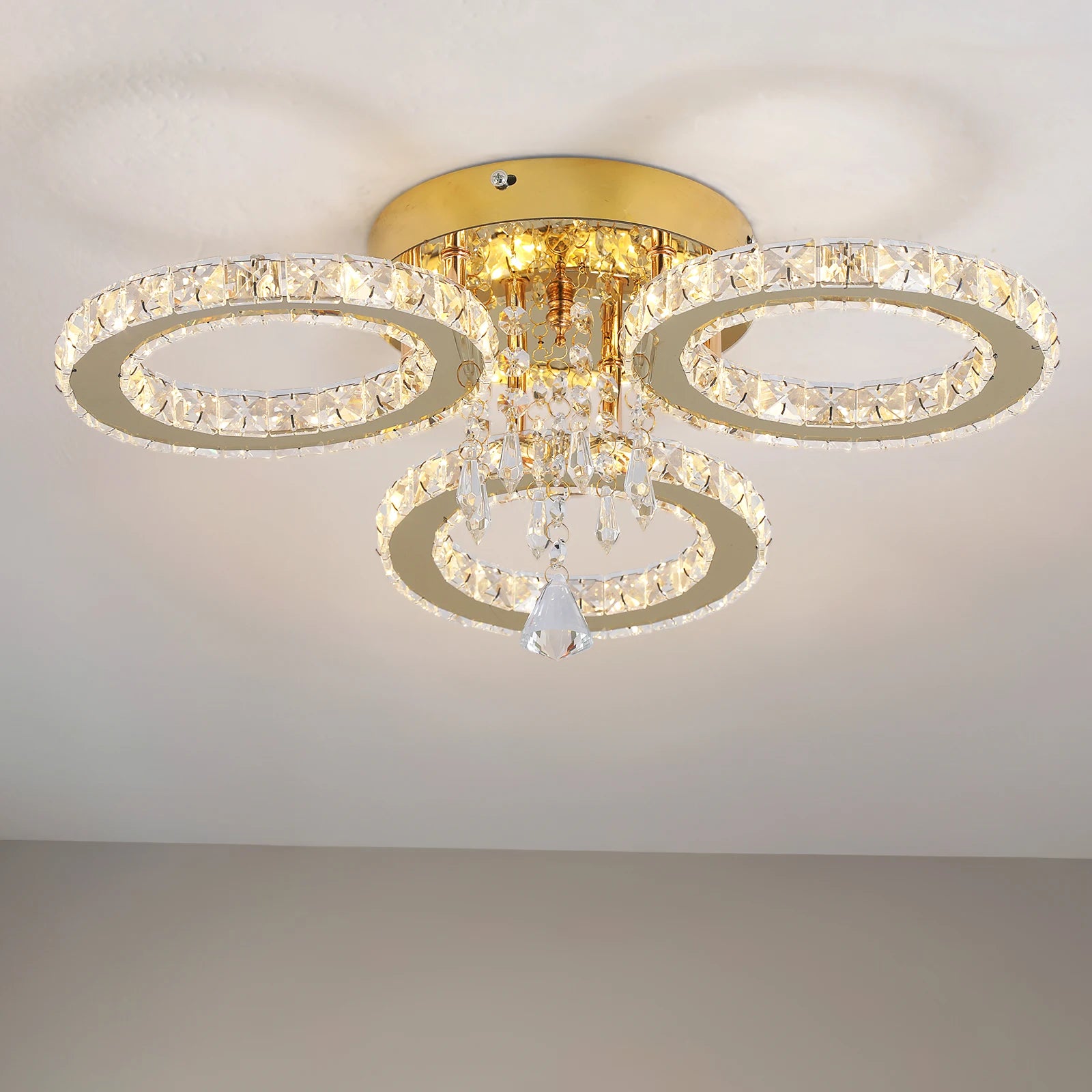 Luxury LED Crystal Ceiling Chandelier, 5-Ring or 3-Ring