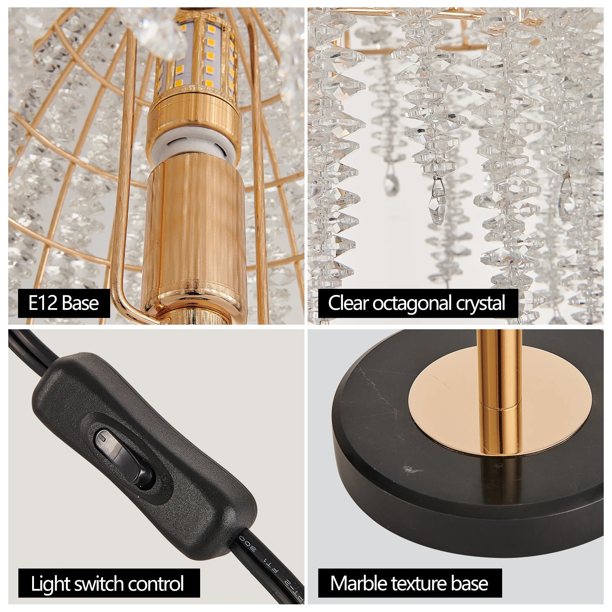 Crystal Table Lamp, Waterfall Design. Crystal Bead String Shade.