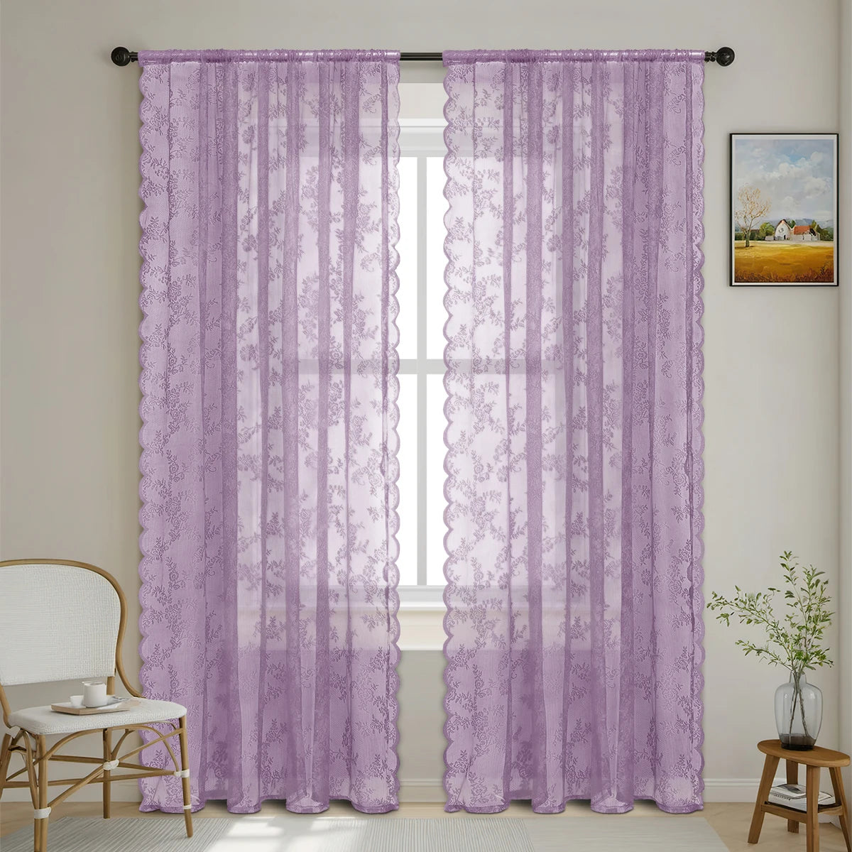 Romantic Lace Sheer Curtain; 8 Colors
