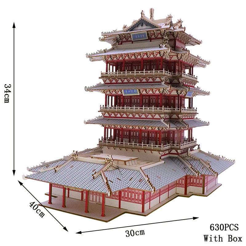 3D Puzzle Kits; Adult Chinese Style Building