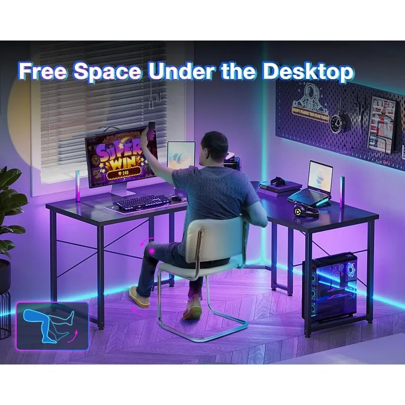 L-Shaped Space Saving Corner Workstation or Gaming Desk