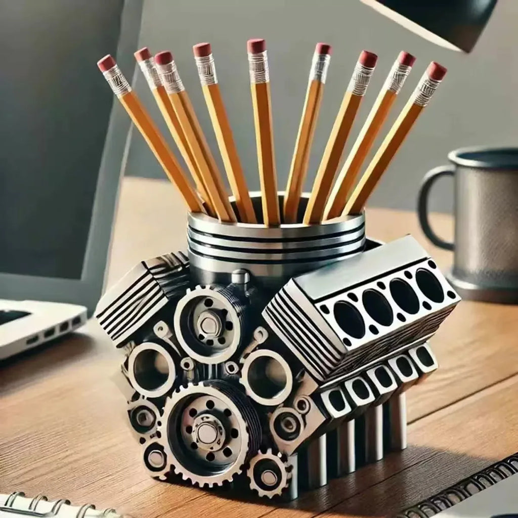 Creative Desktop Pencil Holder; V8 Car Engine