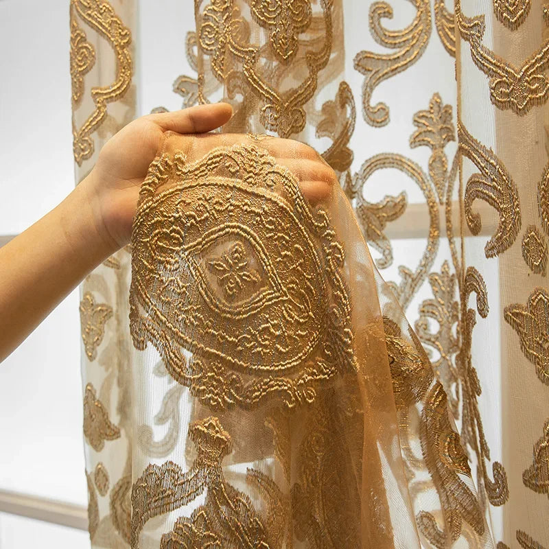 European Luxury, Gorgeous Grey Hollow Jacquard Curtains