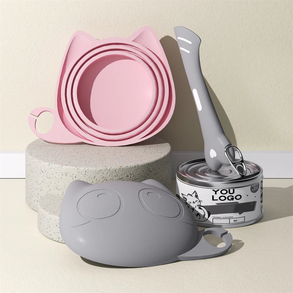 Silicone Cat Food Can Lid and Spoon Set