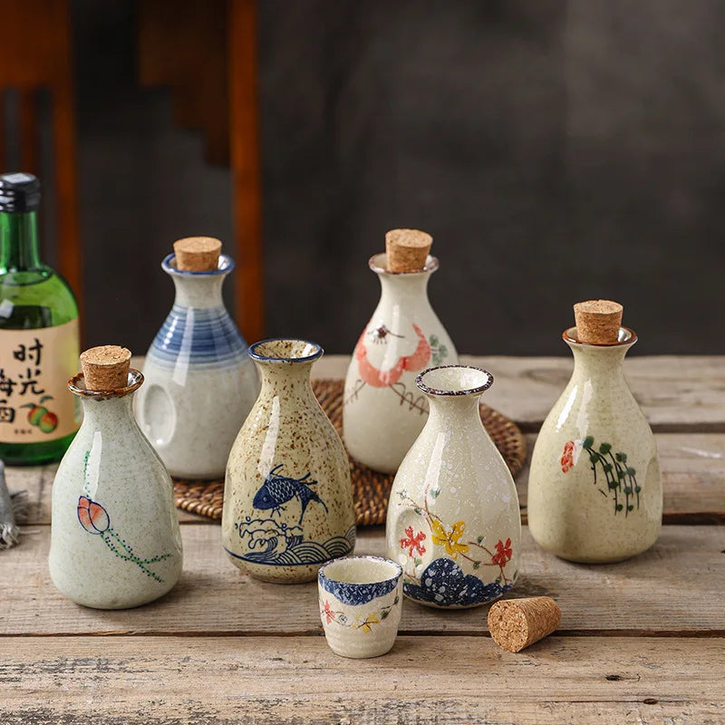 Japanese Ceramic Sake Pot & Cups Set