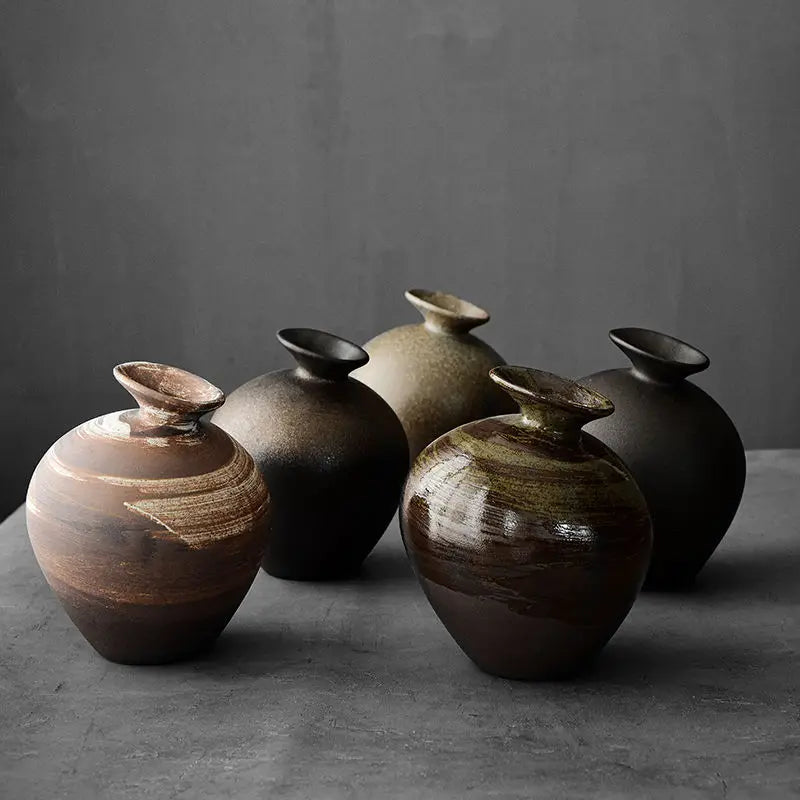 Vintage Japanese Ceramic Abstract Vases