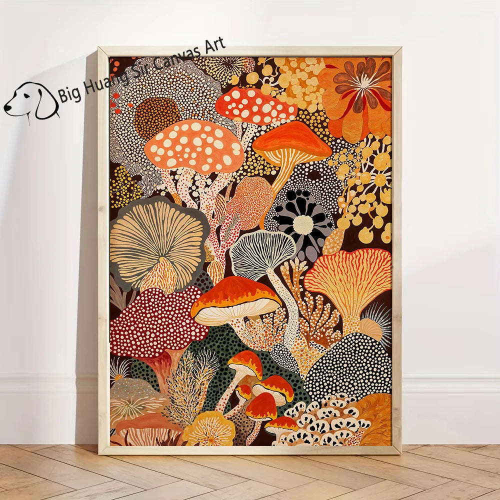 Yayoi Kusama Inspired Botanical Retro Artwork Prints