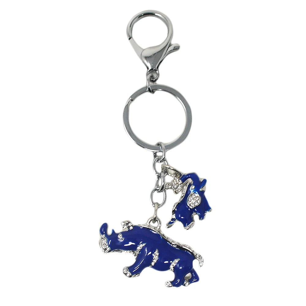 Blue Elephant, Rhino Protective Keychains; Feng Shui
