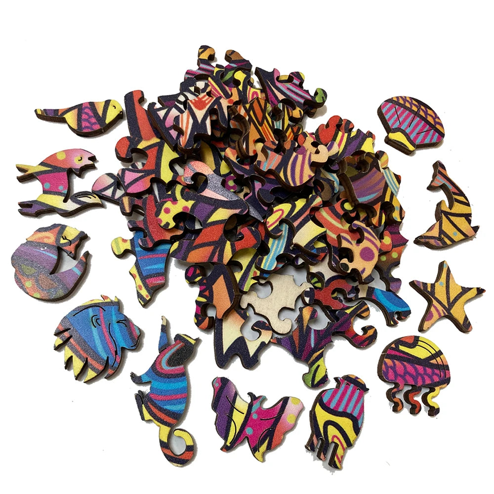 Adult Animal Wooden Puzzles Round Peacock