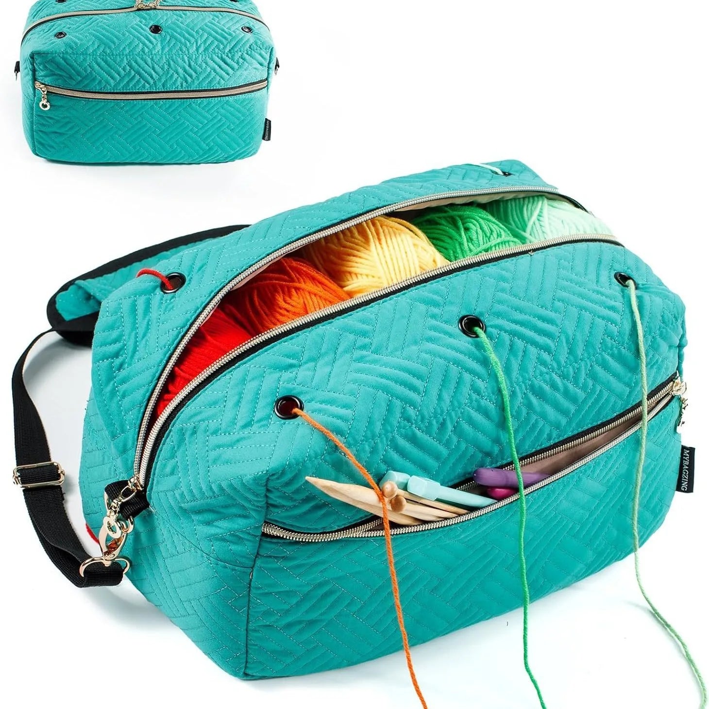 Large Capacity Crochet Bag Organizer Yarn Holder for Crochet Accessories Gifts for Crafters DIY Storage Bag