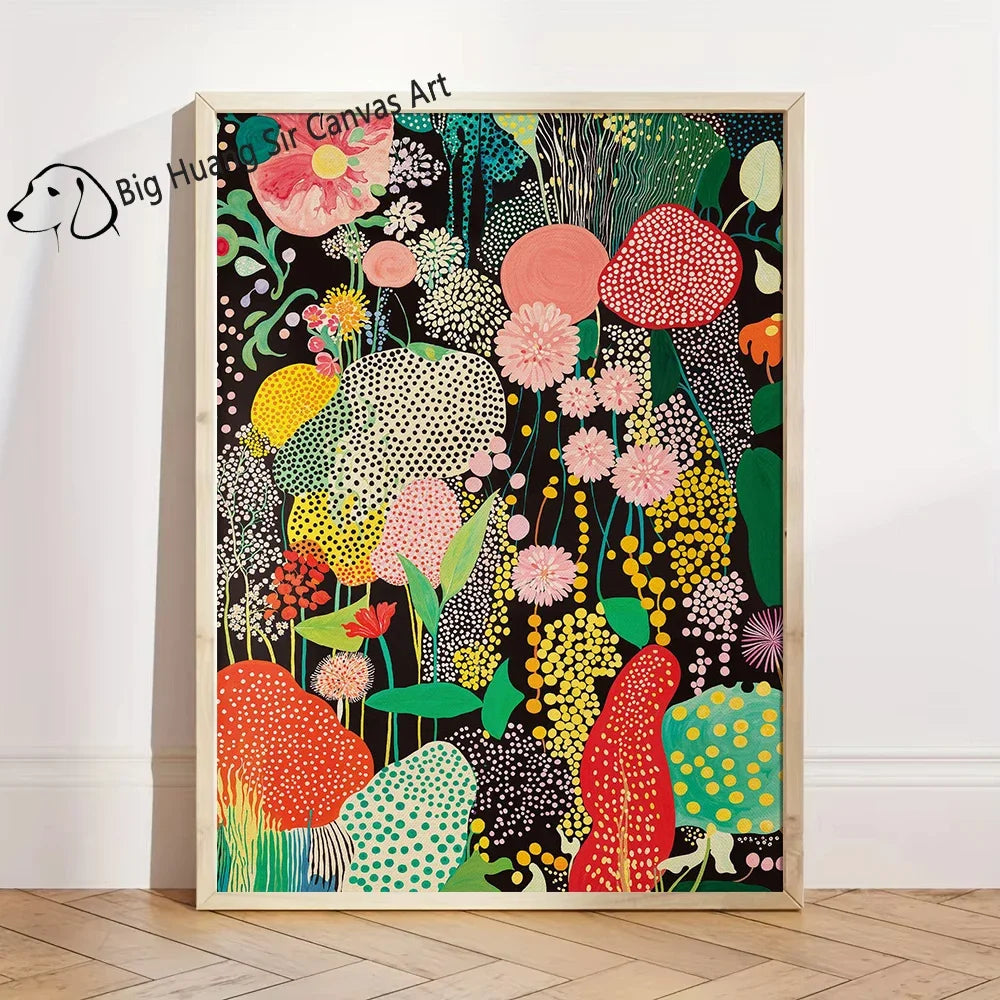 Yayoi Kusama Inspired Botanical Retro Artwork Prints