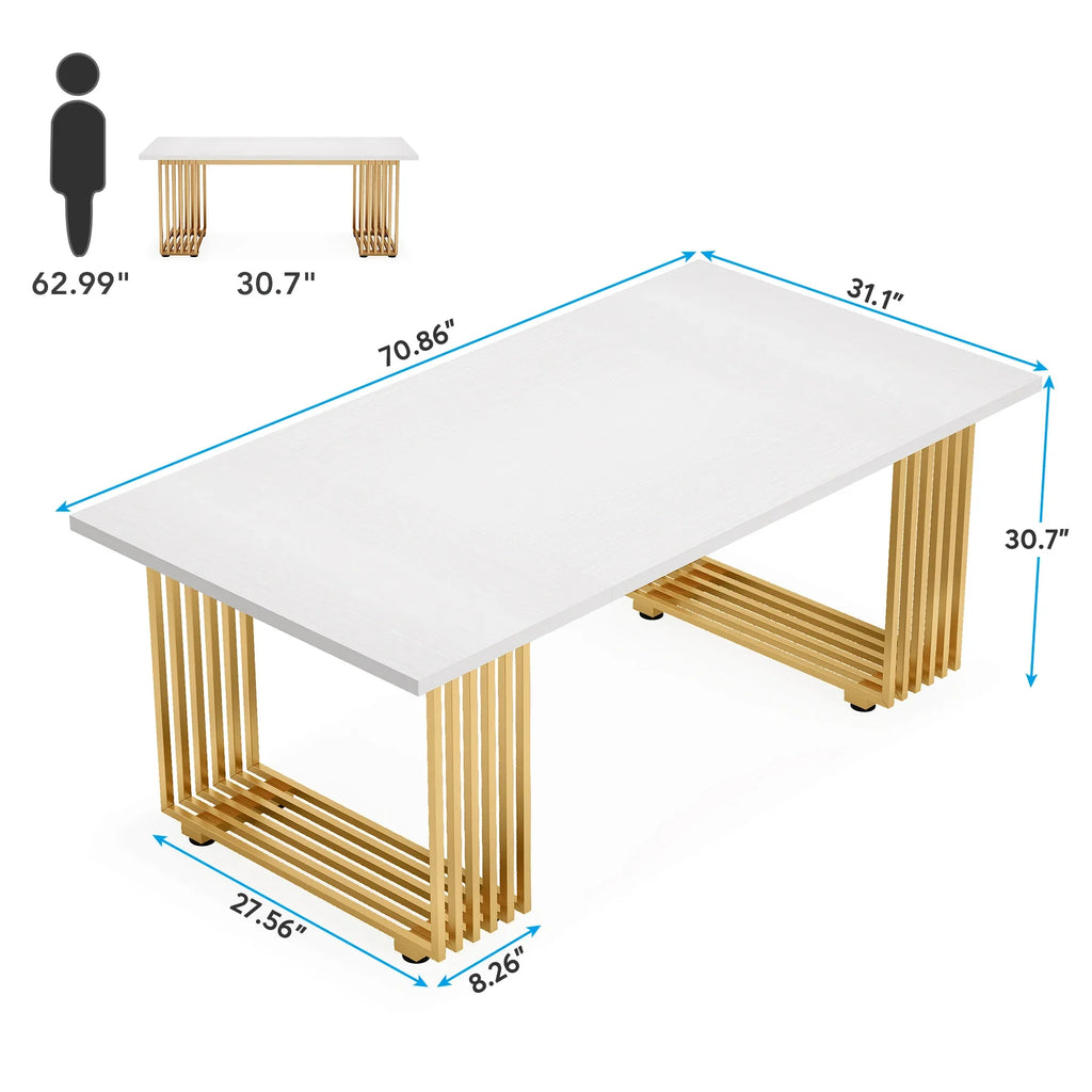 Modern Office Desk with Gold Metal Legs