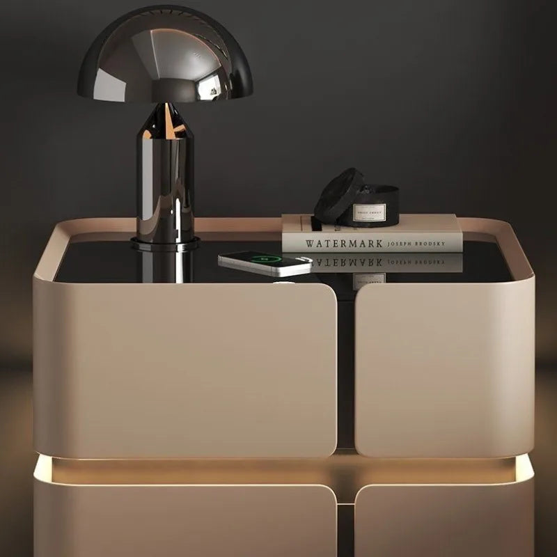 Solid Wood Sleek Modern Bedside Nightstand