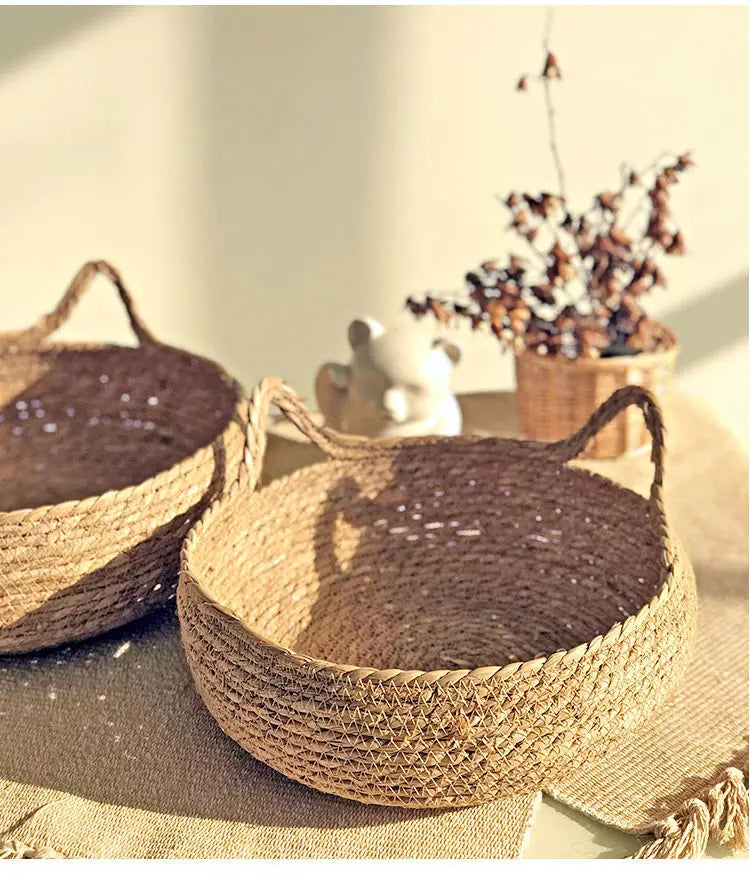 Rattan Weaving Cat Basket Bed With Cushion