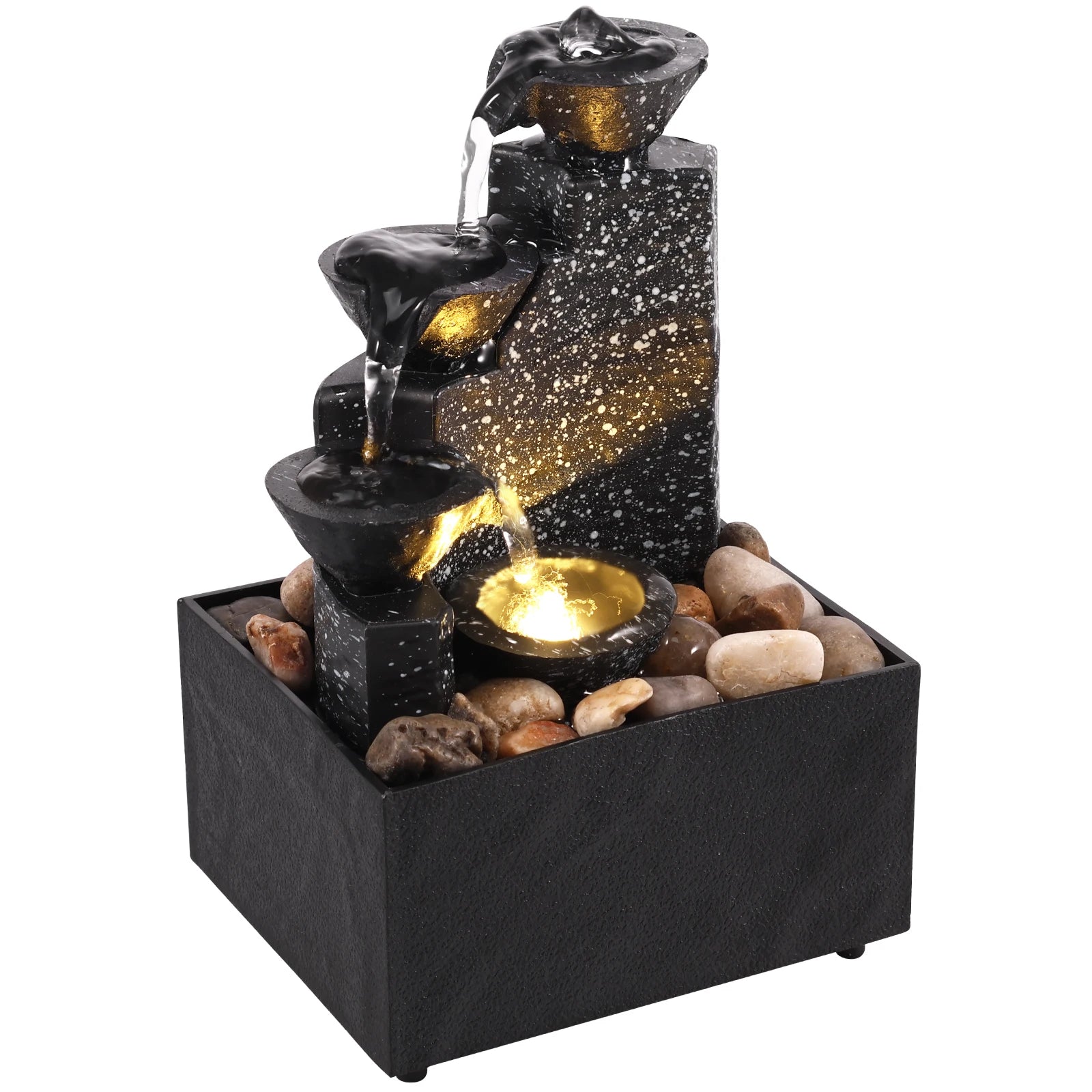LED Tabletop Waterfall Fountain for Relaxation, Meditation