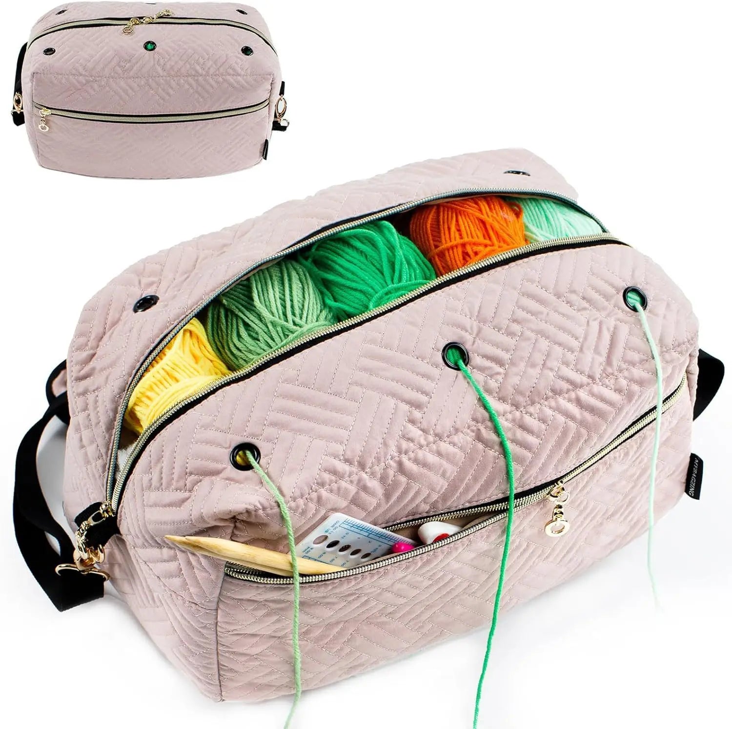 Crochet Accessories Organizer Bag With Yarn Holders