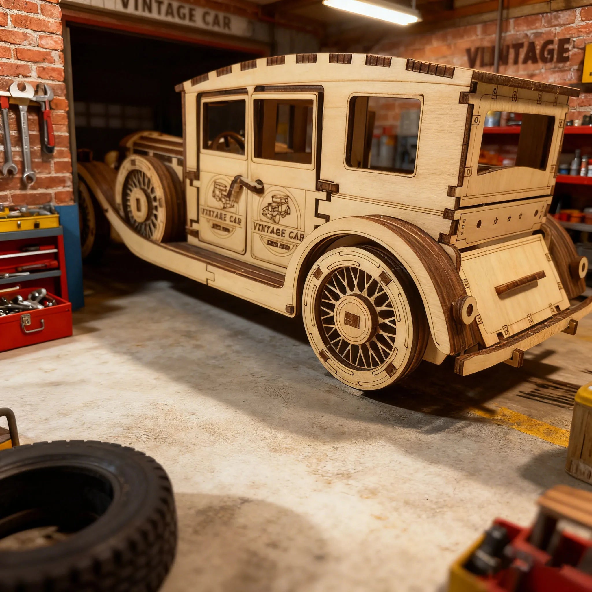 3D Wooden Puzzle Vintage Car Model Exquisite