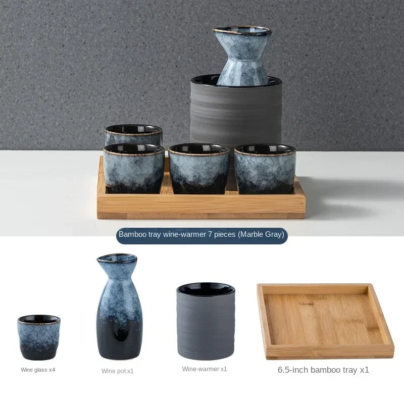 Handmade Japanese Style Sake Warmer & Cups