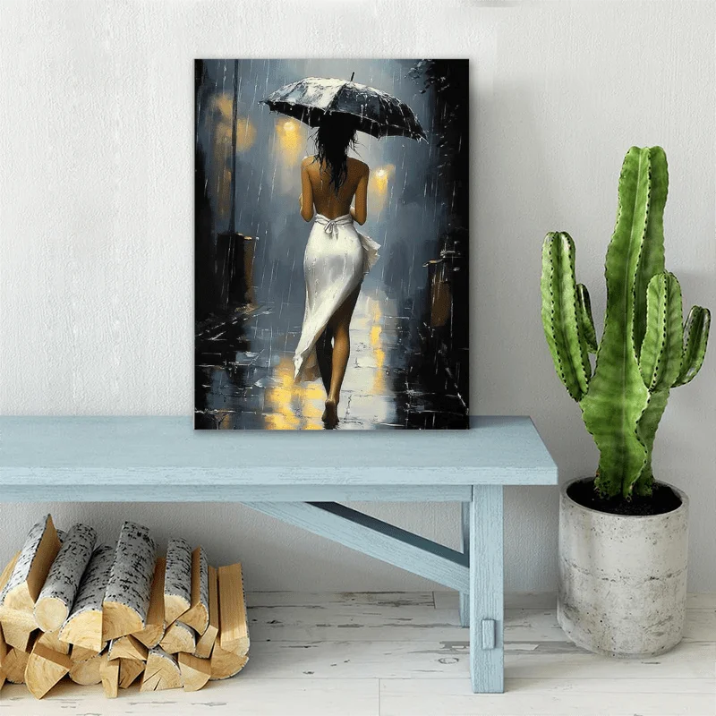 Romantic Rainy Night, Elegant Style Canvas Art