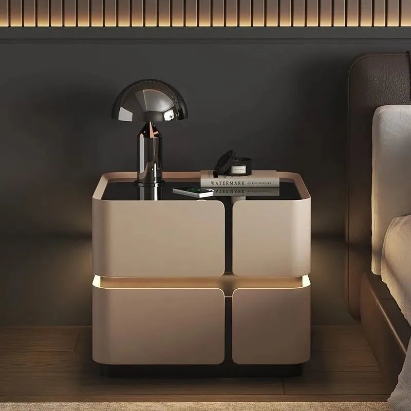 Solid Wood Sleek Modern Bedside Nightstand