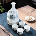 Japanese Sake Pot, Warmer, Cups, Ceramic 7pcs Set
