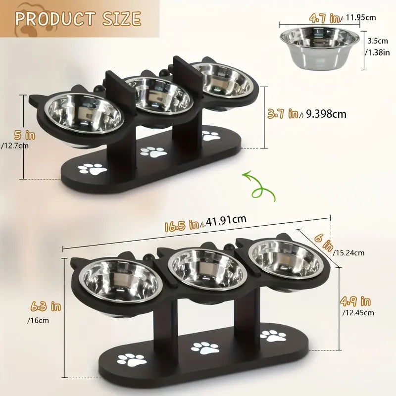 Adjustable 15-Degree Slanted Elevated Cat Feeder