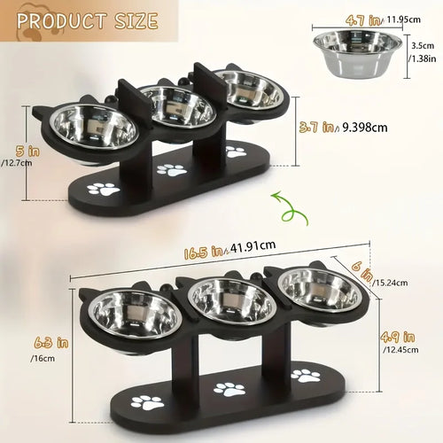 Adjustable 15-Degree Slanted Elevated Cat Feeder