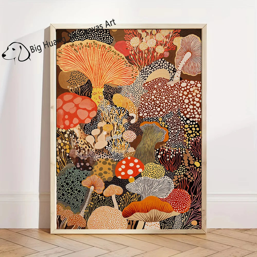 Yayoi Kusama Inspired Botanical Retro Artwork Prints