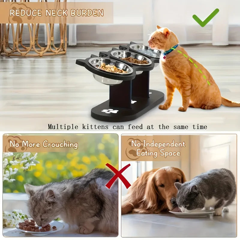 Adjustable 15-Degree Slanted Elevated Cat Feeder