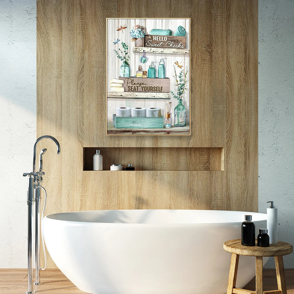 Bathroom Canvas Art Poster Cartoon Sweet Cheeks