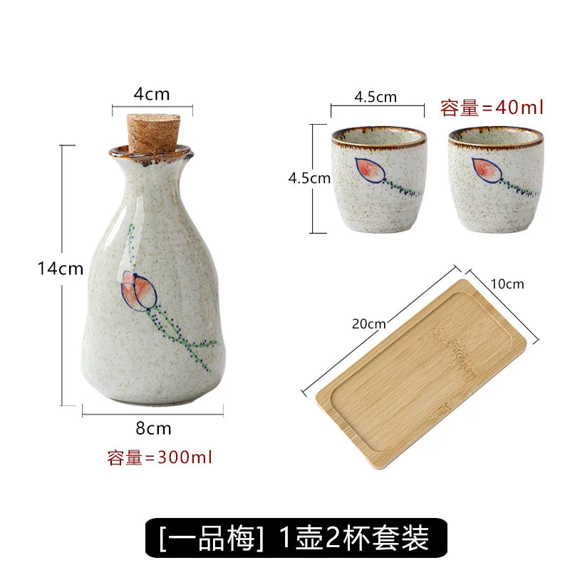 Japanese Ceramic Sake Pot & Cups Set