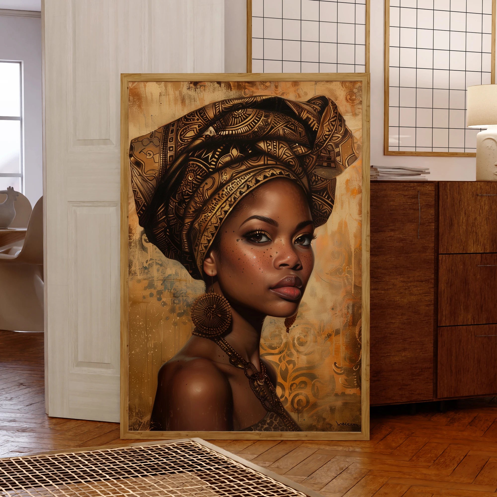 Modern African Girl Painting Fashion Portrait Wall Art