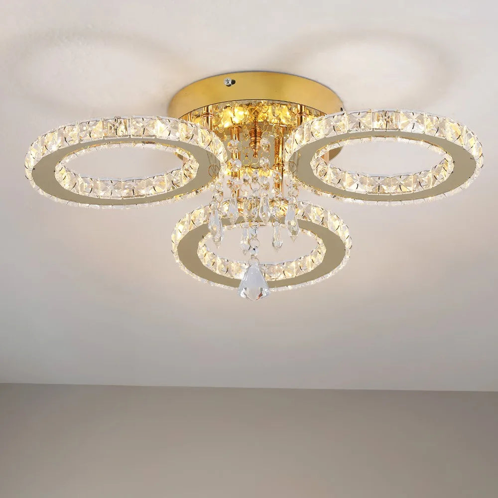 Luxury LED Crystal Ceiling Chandelier, 5-Ring or 3-Ring