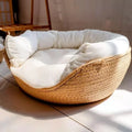 Bamboo Weaving Cozy Nest Basket; Removable Cushion