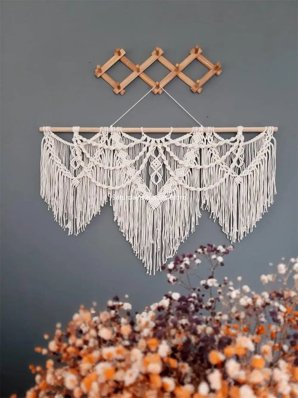 Handwoven Macrame Wall Hanging; Chic Bohemian Tapestry