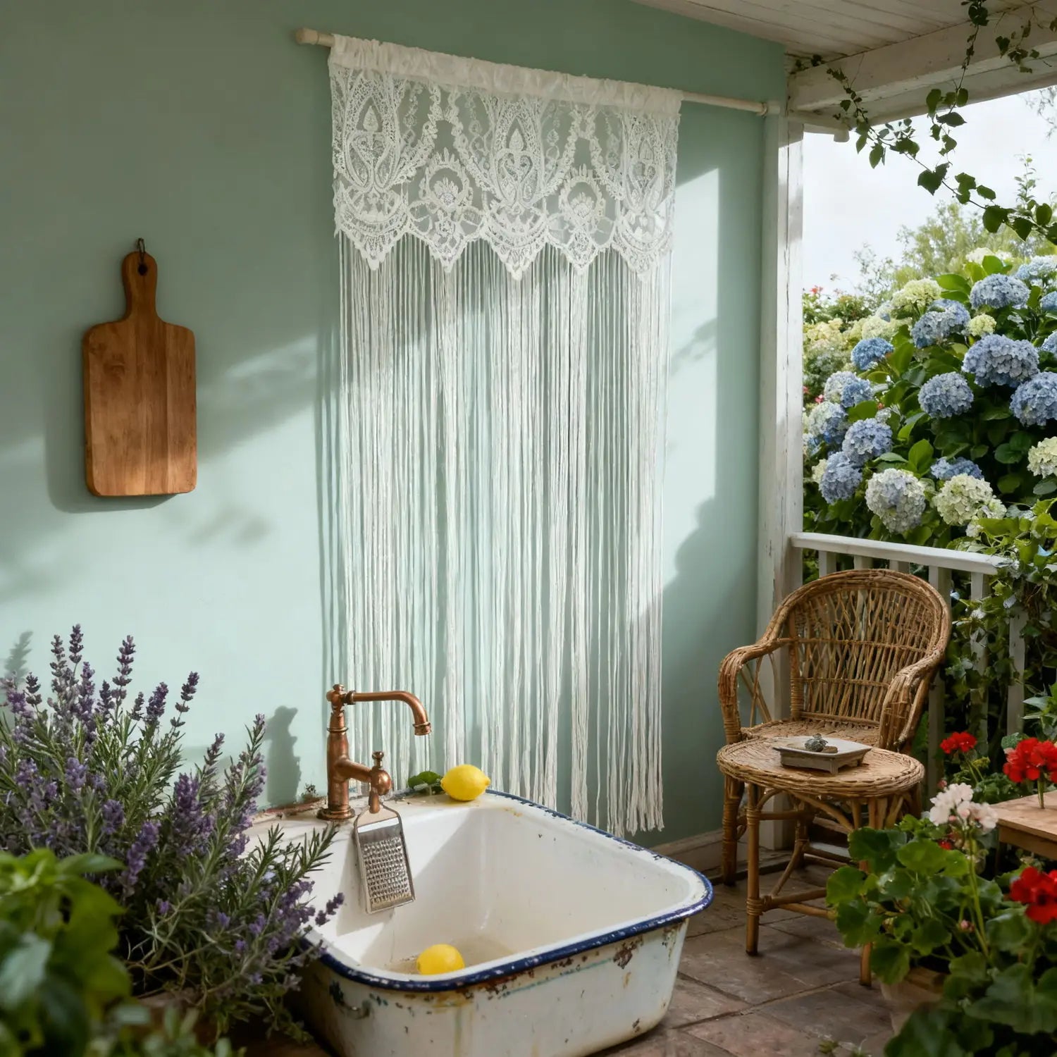 French Vintage Lace Tassel Door Curtain