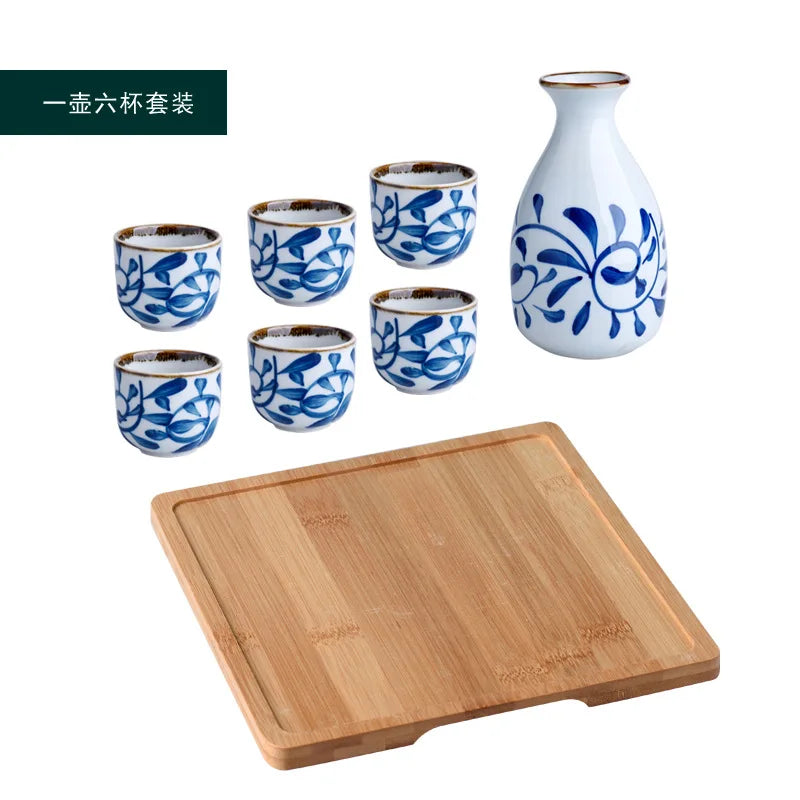 Japanese Ceramic Sake Pot & Cups Set