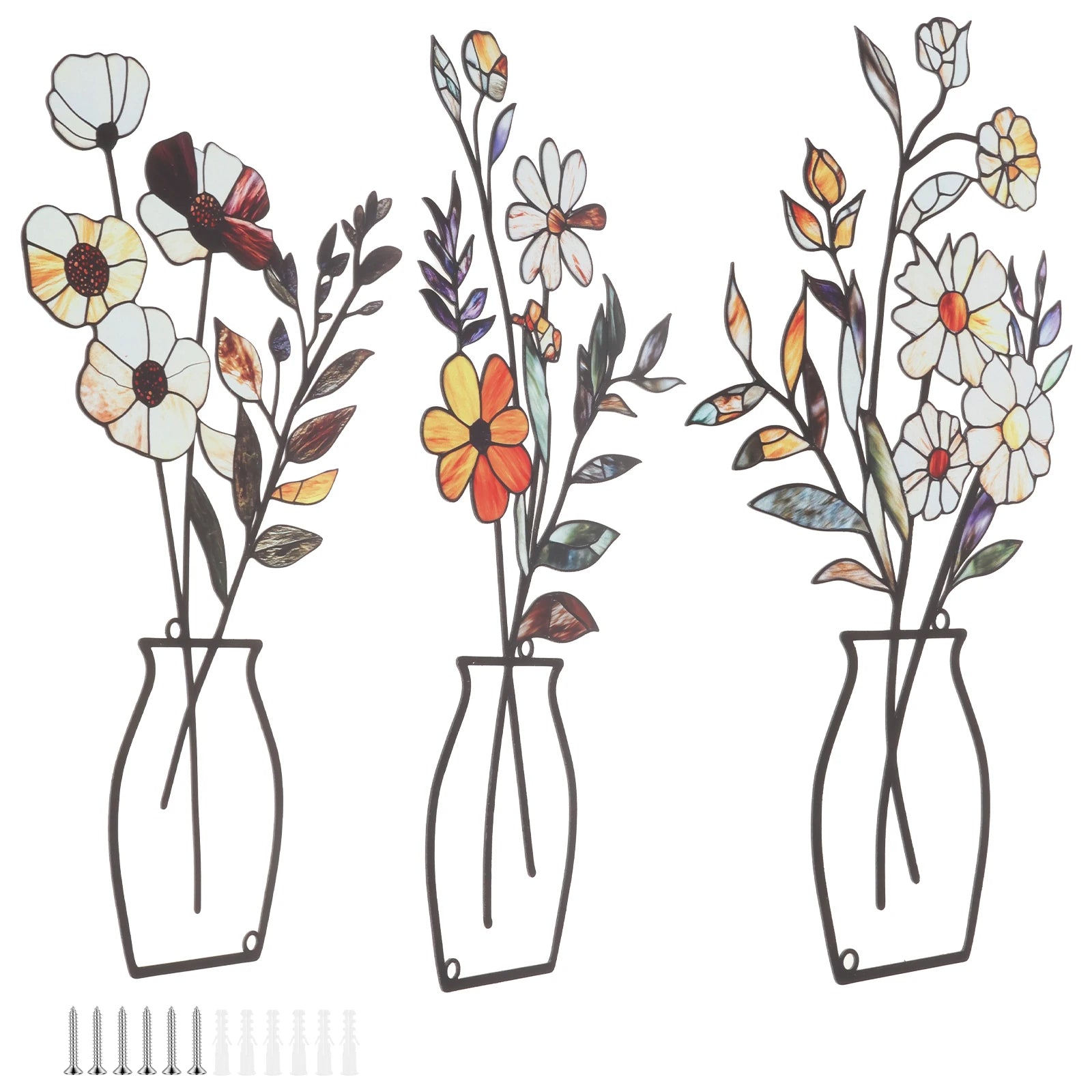 Floral Metal Sculptures Hanging Wall Decor