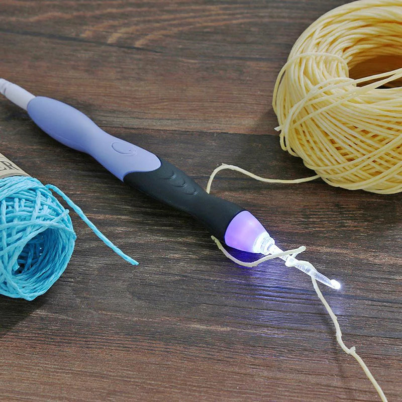 LED Light-Up Crochet Hook Set, USB Rechargeable