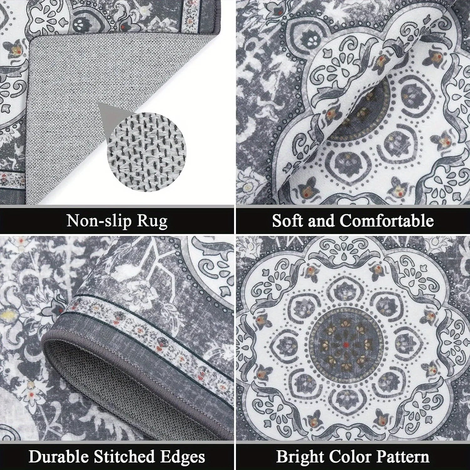 Bohemian Style 3 pcs Set kitchen Rugs Non-slip, washable 3 Colors