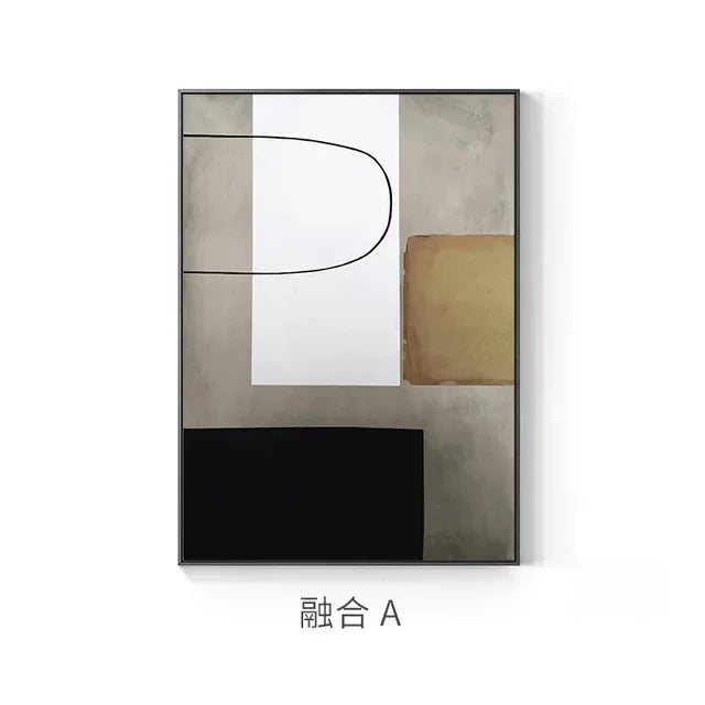 Minimalist Industrial Style Modern Abstract Canvas Artwork.