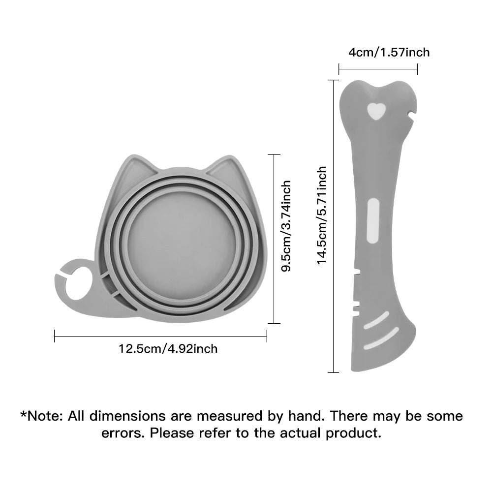 Silicone Cat Food Can Lid and Spoon Set