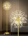 Mid Century Gold Crystals Floor Lamp with Foot Switch