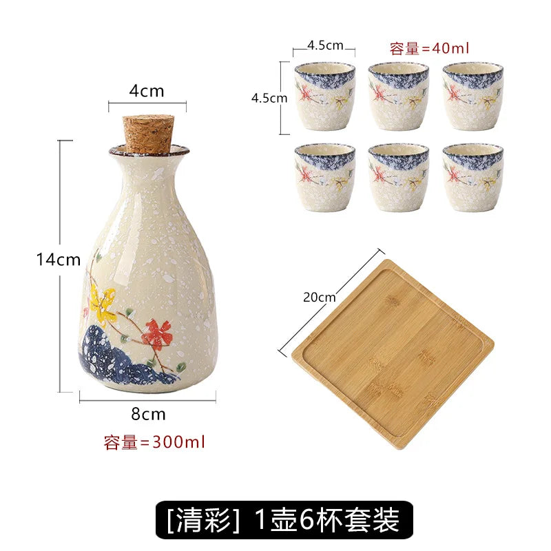 Japanese Ceramic Sake Pot & Cups Set