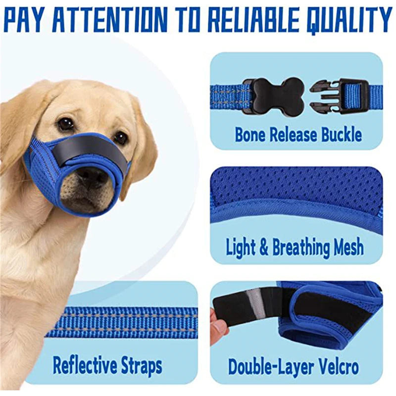 Adjustable Breathable Anti-Biting Mesh Soft Muzzle.