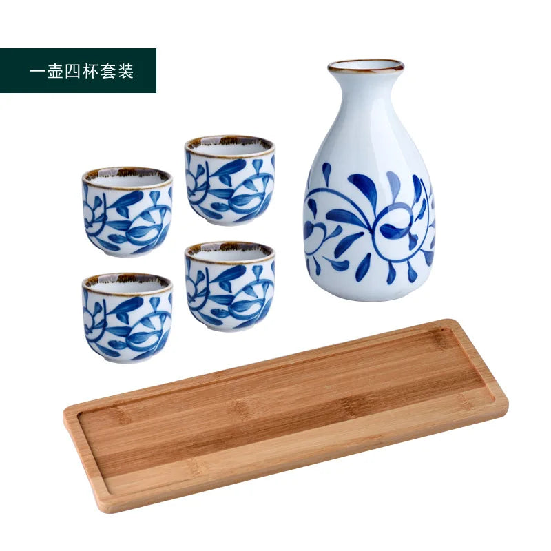 Japanese Ceramic Sake Pot & Cups Set
