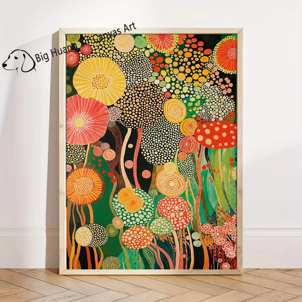 Yayoi Kusama Inspired Botanical Retro Artwork Prints