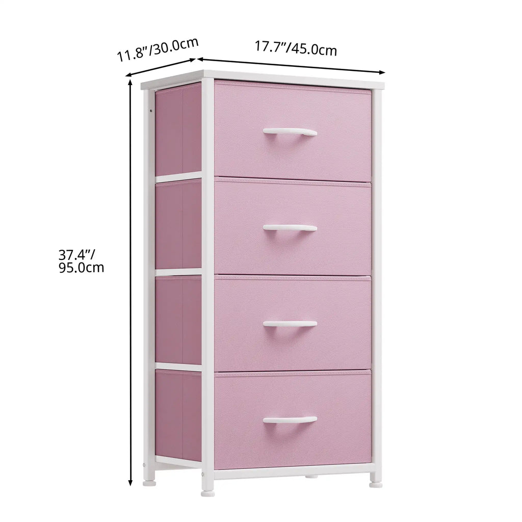 Sturdy Organizer, Durable Fabric Drawers, Steel Frame; Wood Top