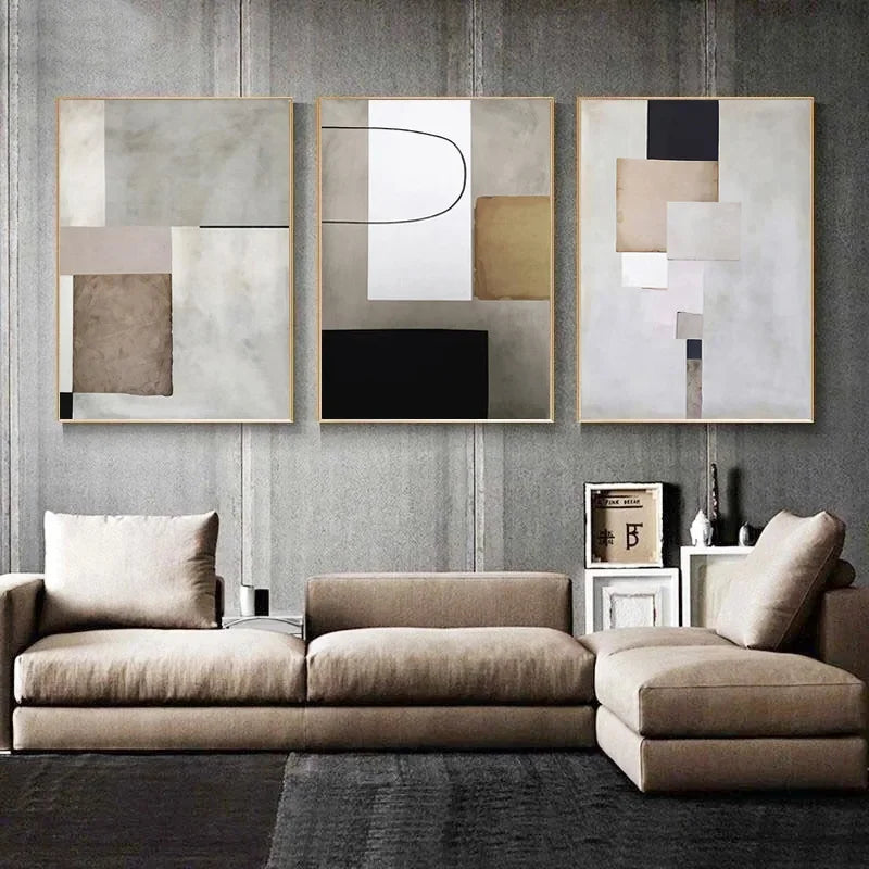 Minimalist Industrial Style Modern Abstract Canvas Artwork.